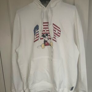 GAP White Hoodie with Mickey Mouse and Flag Design